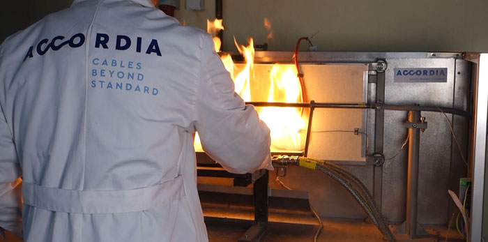 Accordia inhouse EN50200 test for fire resistant cables